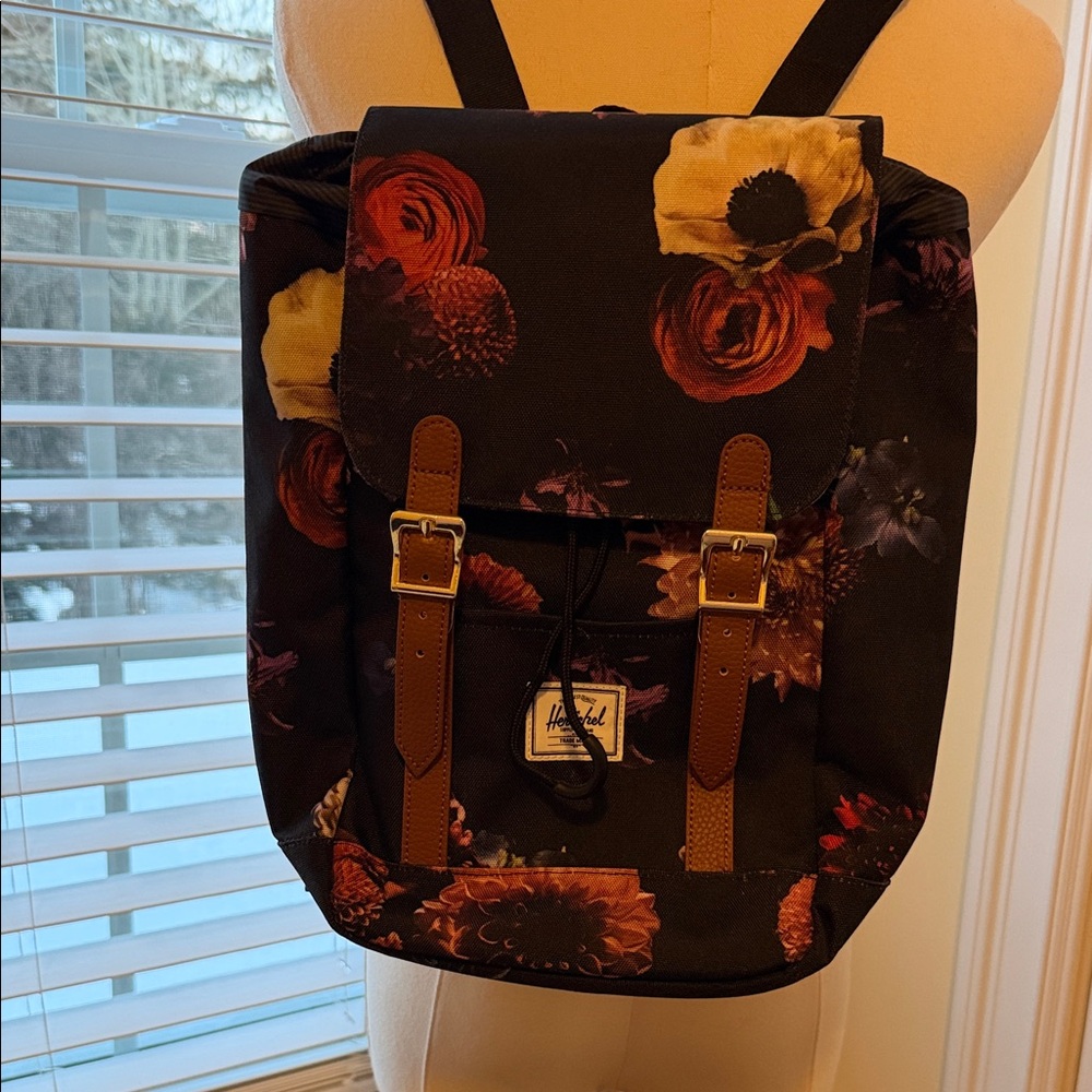 Floral Black Backpack